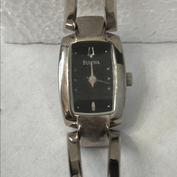 Bulova Silver and Black Women's Watch, needs battery - Picture 2 of 8